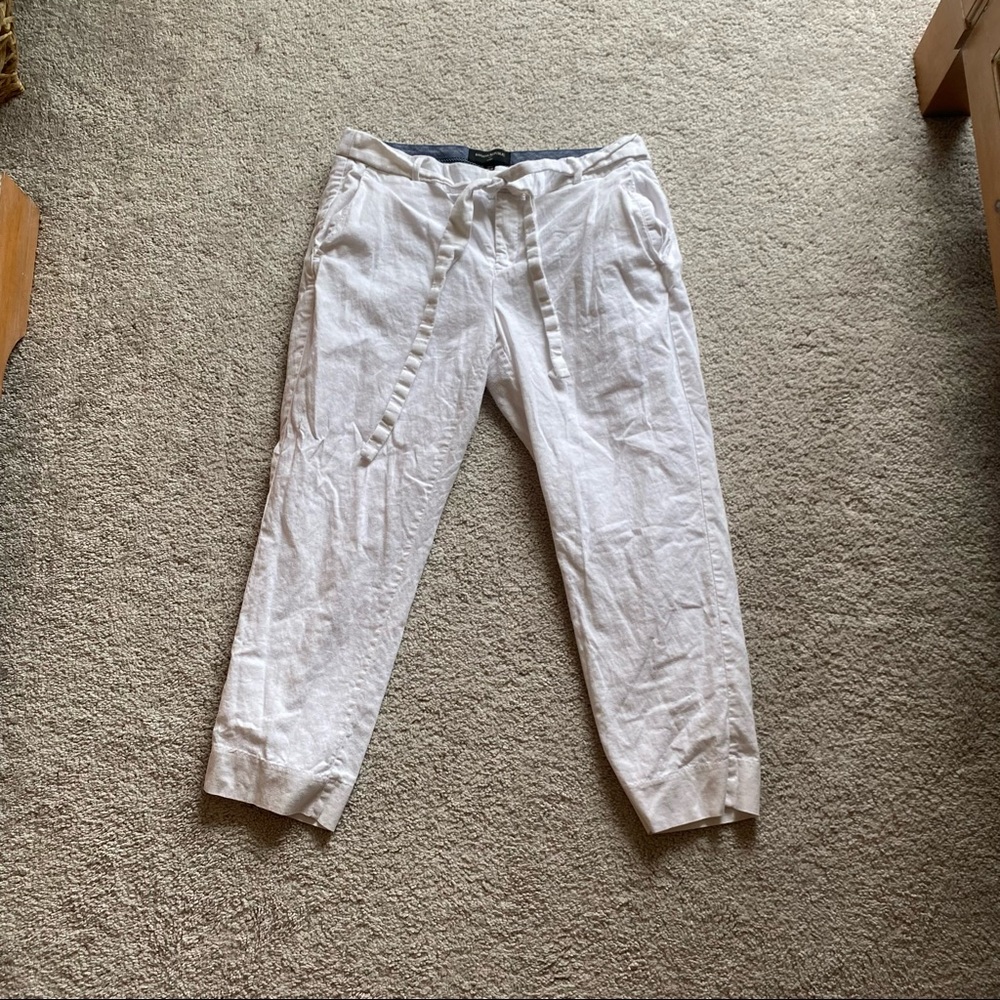BANANA REPUBLIC white cropped dress slack pants with tie waist